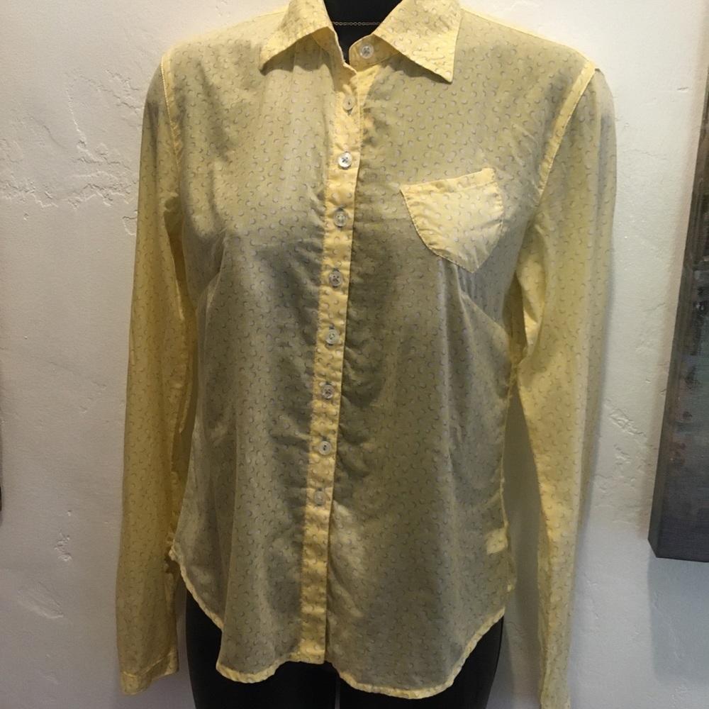 Vintage Le Jean De Marithe Francois Girbaud top S yellow Button down